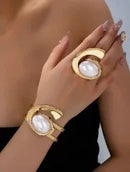 Gold Bracelet and Ring Set