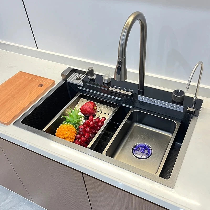 Fregadero de cocina de acero inoxidable 304 con accesorios Cascada Fregadero inteligente multifuncional premium inteligente