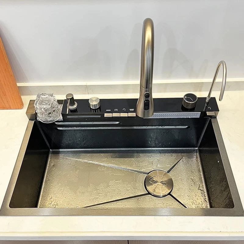 Fregadero de cocina de acero inoxidable 304 con accesorios Cascada Fregadero inteligente multifuncional premium inteligente