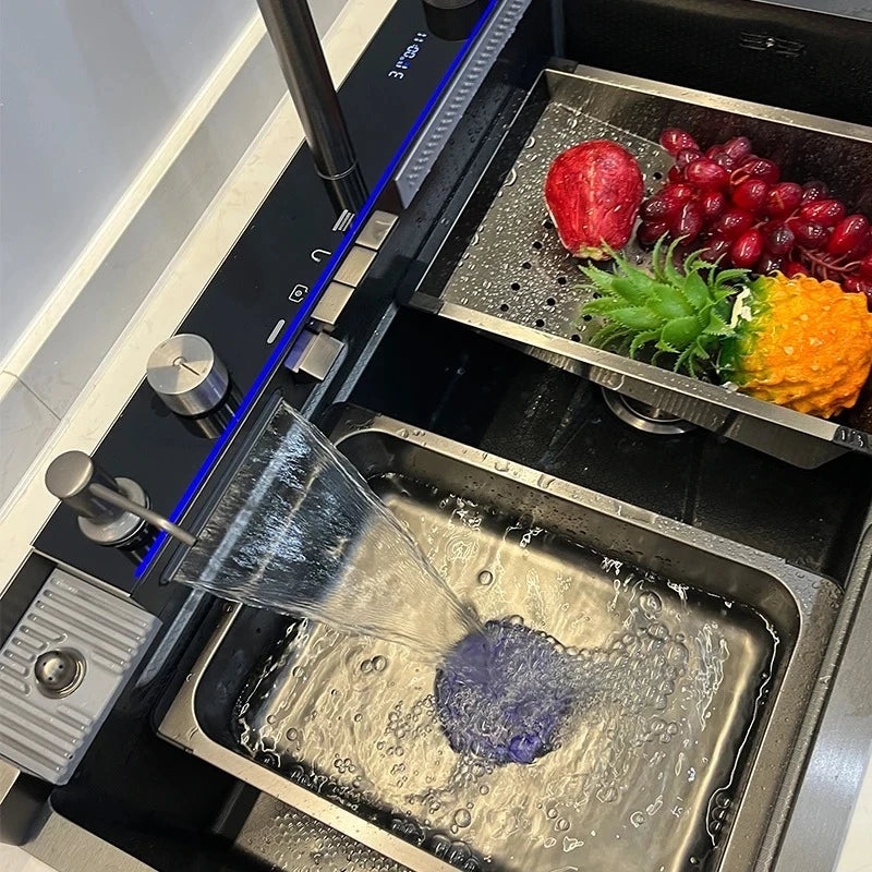 Fregadero de cocina de acero inoxidable 304 con accesorios Cascada Fregadero inteligente multifuncional premium inteligente