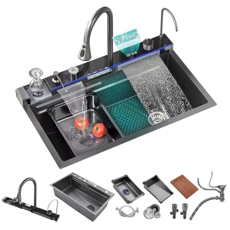 Fregadero de cocina de acero inoxidable 304 con accesorios Cascada Fregadero inteligente multifuncional premium inteligente
