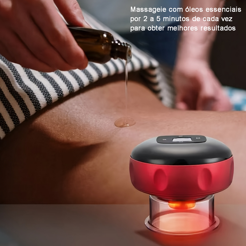 Massageador a Vácuo com Ventosa Elétrica e Aquecimento – Recarregável USB, Ideal para Costas, Pescoço e Braços
