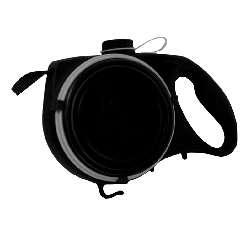 Correa multifunción con soporte para correa y bolsa de agua para pasear a tu mascota, perro o gato. Colores: negro, azul y rojo.