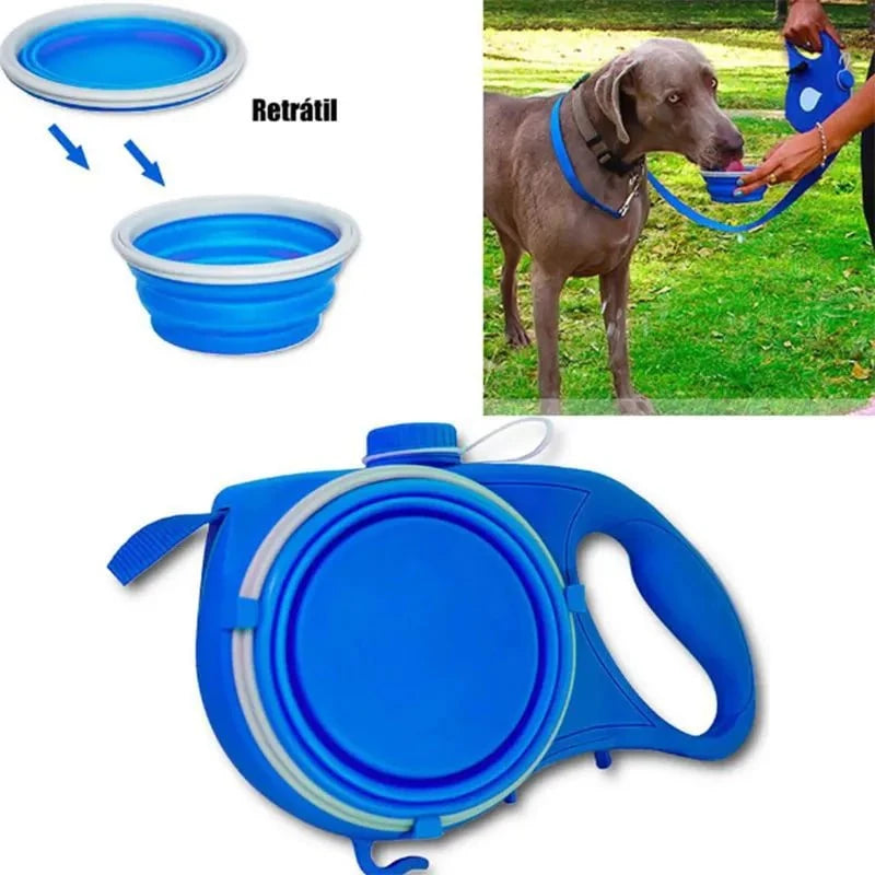 Correa multifunción con soporte para correa y bolsa de agua para pasear a tu mascota, perro o gato. Colores: negro, azul y rojo.